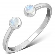 Rainbow Moonstone Silver Open Ring, r574